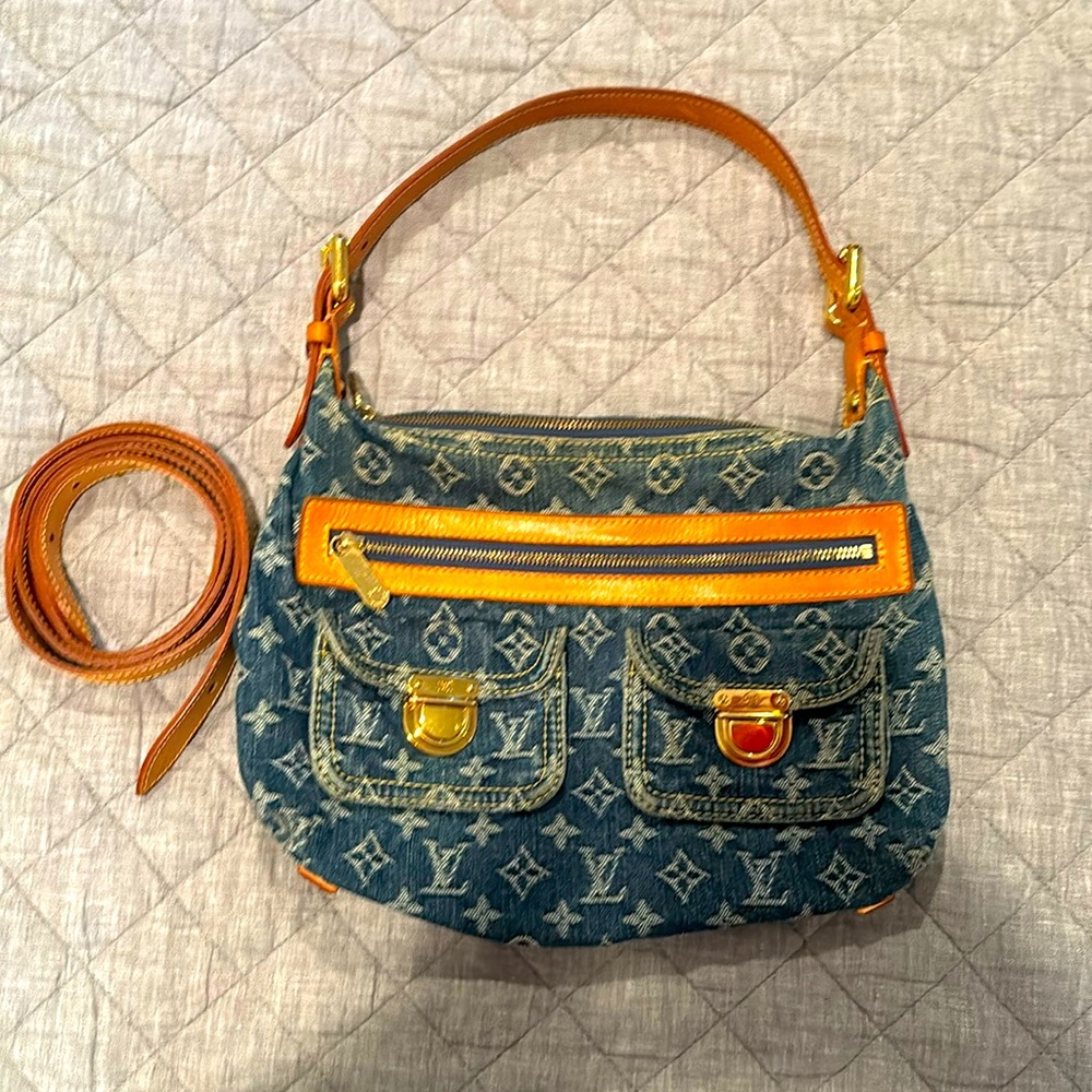 2006 LOUIS VUITTON Monogram Denim Baggy PM Blue